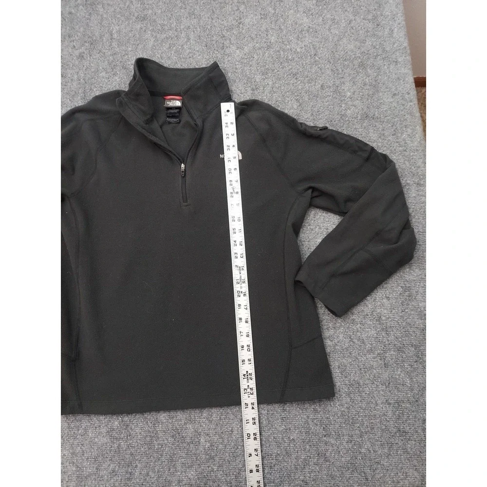 North Face Fleece Pullover Mens Large Black Flashdry 1/4 Zip Outdoor Zip Pocket